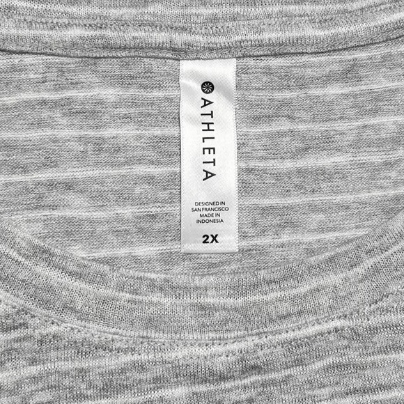 Athleta Breezy Striped Tank Lightweight Sleeveless Top Heathered Gray Size 2X - Picture 7 of 8